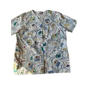 Cats Dogs Animal Scrub Women’s Men’s Large Vets Scrubs Animal Print Frontline